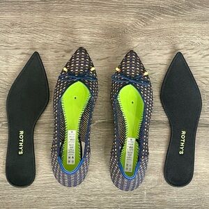 Rothy’s Limited Edition Bow Point Evening Metallic Knit Ballet Flats Size 10.5